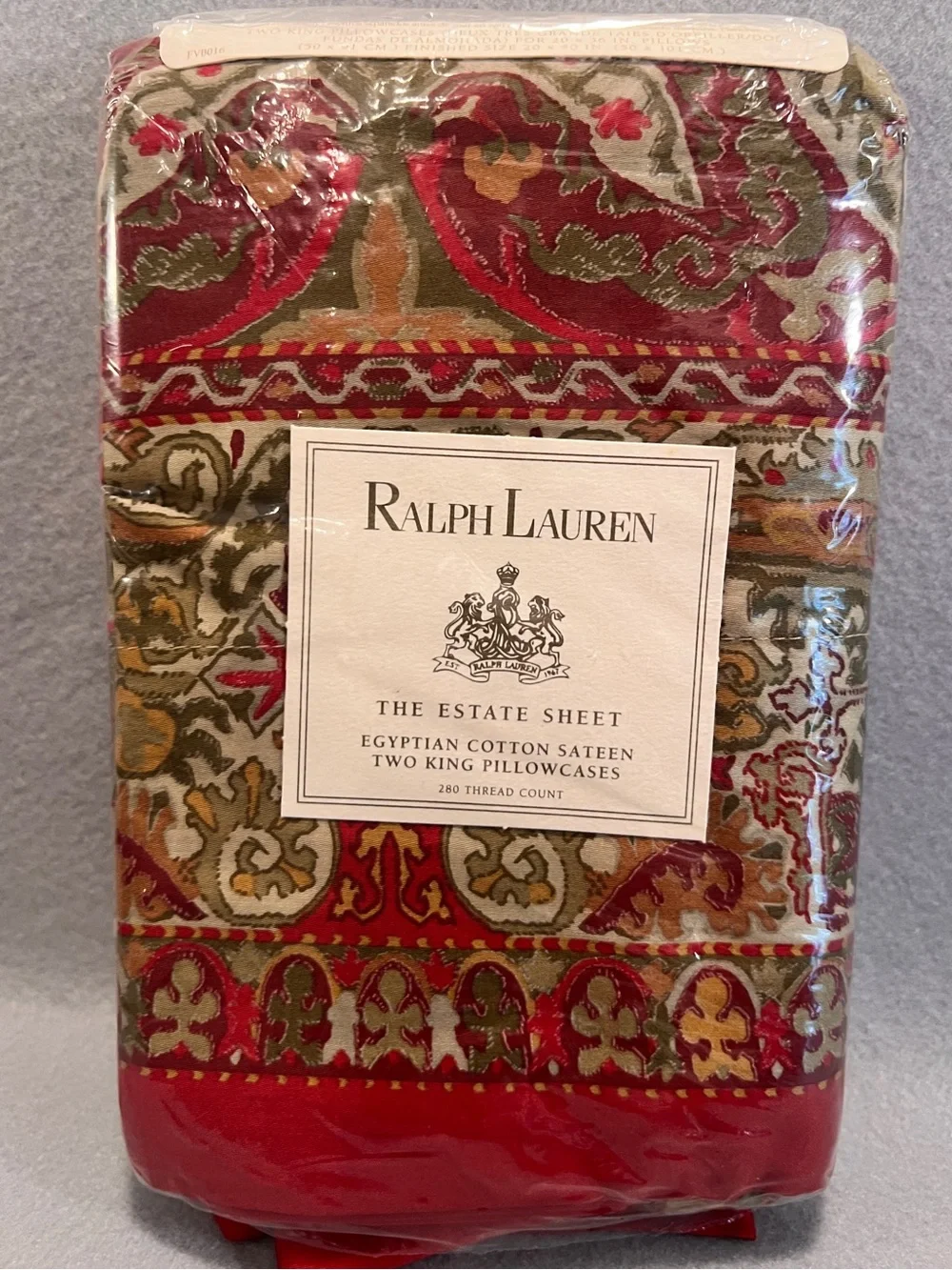 Ralph Lauren Randolph Red Estate Sheet King Pillowcases 2 NIP 280TC RARE